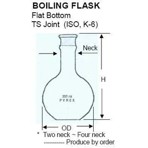boiling flask ts h neck flat bottom ts joint (iso, k-6)