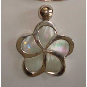 flower mother of pearl silver pendants / seashell liontin perak bunga