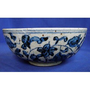ming blue white floral bowl