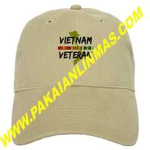 topi trendy warna krem dengan bordir vietnam veteran