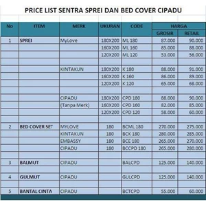 harga sprei kintakun,my love,bed cover