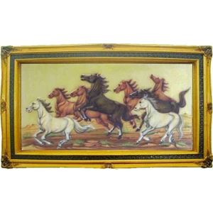 lukisan kuningan kuda lari