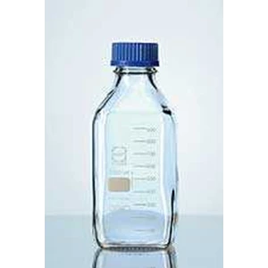 duran glassware promotion: laboratory bottle with din thread, graduated. come with blue pp screw-cap and pouring ring
