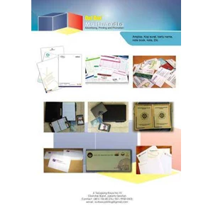 kartu nama, kop surat, amplop, diary, note book, etc.