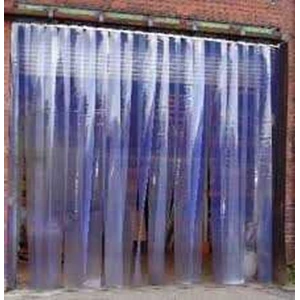 pvc strip curtain blue clear