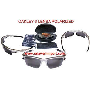 kacamata oakley 3 lensa fast jacket silver