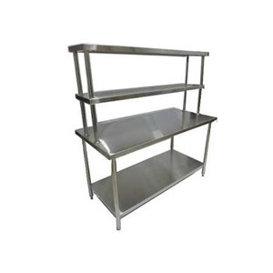 work table with double overshelf