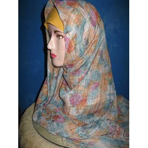 kerudung siang malam bunga oranye