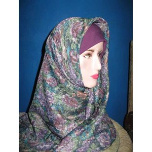 kerudung siang malam bunga ungu