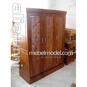 lemari pakaian urat kijang motif kayu minimalis kayu jati