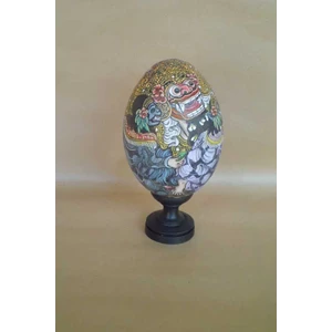 wooden swan egg painting with barong story