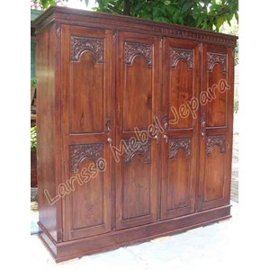 murah lemari pakaian jati motif ukir majapahit 4pintu