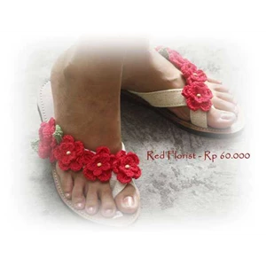 sandal rajut florist jasmine - merah