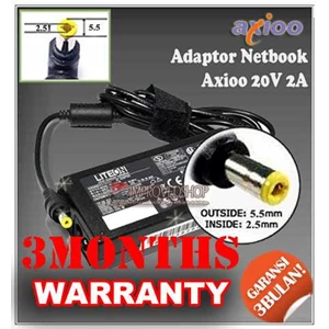 adaptor/ adapter/ charger axioo 20v 2a original/ asli/ genuine/ compatible/ kw1 for/ untuk laptop/ notebook/ netbook/ netbuk axioo series ( 5.5 * 2.5 mm)