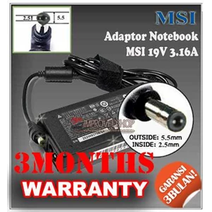 adaptor/ adapter/ charger msi/ nec 19v 3.16a original/ asli/ genuine/ compatible/ kw1 for/ untuk laptop/ notebook/ netbook/ netbuk msi series/ nec versa series ( 5.5 * 2.5 mm)