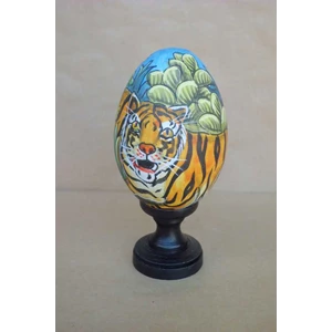 wooden duck egg with " tiger"