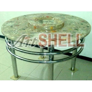 meja kerang resin bundar