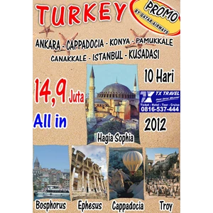 lovely turkey - 10 hari istanbul - canakkale - izmir - kusadasi - pamukkale - konya - cappadocia - ankara - bolu harga mulai rp. 14, 7 juta 9 nov & 8, 30 dec 2012 - turkish airlines - hotel 4* hippodrome square - famous 6 minareted blue mosque - hagia sop