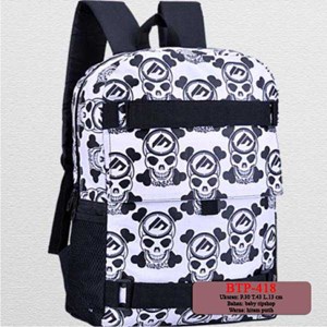 tas ransel backpack hitam putih - btp418