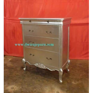 jepara furniture mebel chest of 3-drawer silver leaf painting style by cv.dwira jepara furniture indonesia.