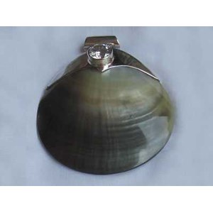 black shell mop with silver jewel / liontin kalung perak dari kerang mutiara hitam mop