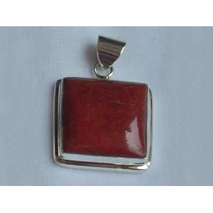 red coral pendant shell silver / liontin kotak koral merah dengan kerang perak