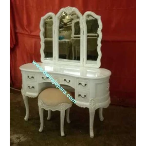 jepara furniture mebel dressing table set glossy white with glaze style by cv.dwira jepara furniture indonesia.