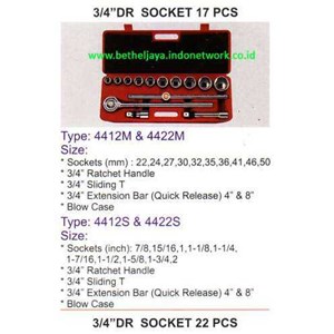 lippro 3/ 4 dr socket set @ 17 pcs japan