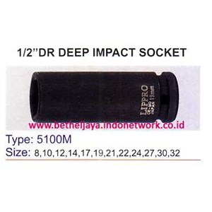 lippro 1/ 2 dr 6pt black deep impact socket type 5100m