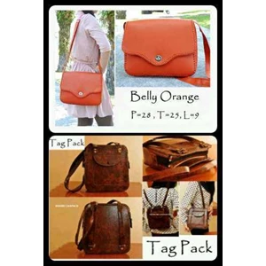 belly ( orange) and tag pack vintage bag