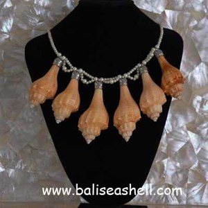 shell natural shape art jewelry necklace / kalung kerang natural