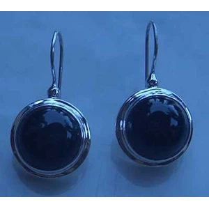 earring black sea silver / anting batu laut perak hitam