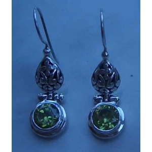silver earring without shell / anting perak ukir hijau tanpa kerang