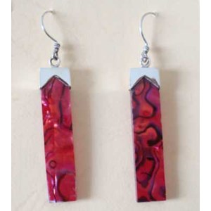 paua earring sheet / anting panjang perak paua merah