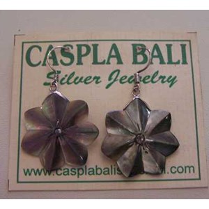 silver earring shell flower carved / anting perak kerang hitam ukir bunga