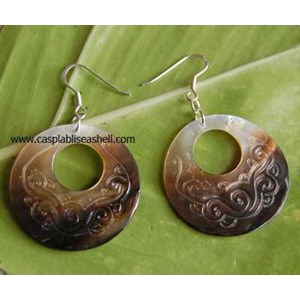 balishell jewel silver earring / anting perak kerang bali mutiara hitam bulat