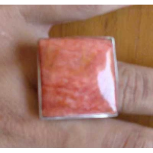red coral ring with silver / cincin kotak koral merah dengan perak