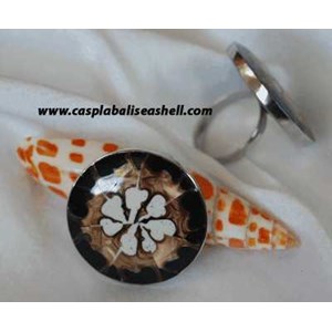 ring made from seashell at stainless / cincin terbuat dari kerang resin dengan stainless