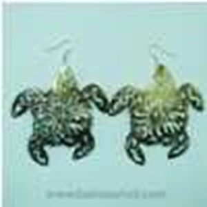 turtle ornament art earring / anting ukir full ornamen kura - kura