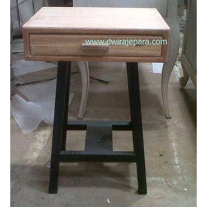 jepara furniture mebel bedside table with vintage bronze finish metal legsstyle by cv.dwira jepara furniture indonesia.