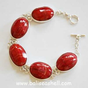 red coral brecelet silver 925 / gelang perak 925 dengan koral merah