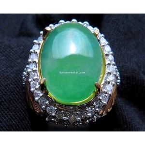 cincin batu mulia green chalcedony ( code : gcl0016 )