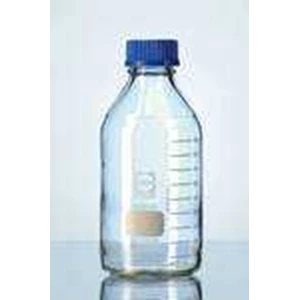 duran* laboratory bottle with din thread, graduated, pp blue scew cap, pp pouring ring, iso 4796, clear 500ml