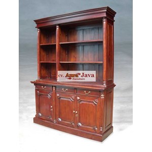 open bookcase colonial mahogany lemari buku bko3-m 2 sekat atas french furniture aura java