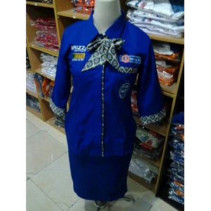 baju bengkel bri wanita biru model terbaru