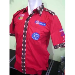 baju bengkel bri pria merah
