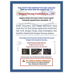 repair/ servis komponen drag link, tie rod, stabilizer link untuk bus dan truk