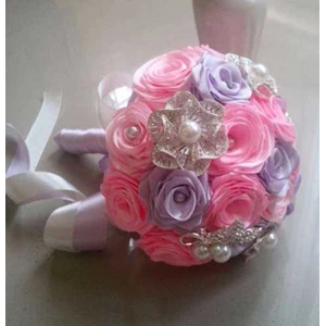 buket pengantin satin pink purple ( bridal bouquet)-1