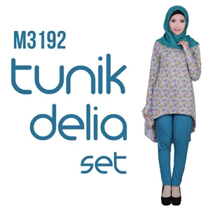 baju muslim tunik delia set motif bunga cantik-1