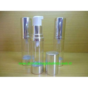 airless pump round/ botol 20 ml line silver-1